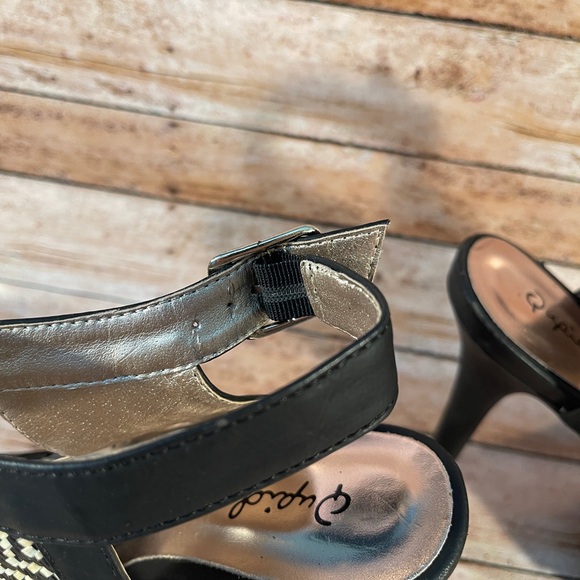 Qupid Black, White, and Rose Gold Heels Stilettos - Picture 3 of 7